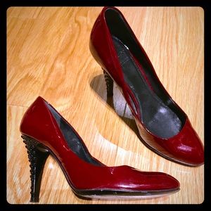 Burberry red patent leather heels